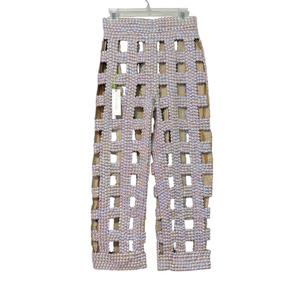 NEW Heyami Pink Pearl Iridescent Cutout Yoroi Trousers Small Festival Raver - Picture 3 of 9